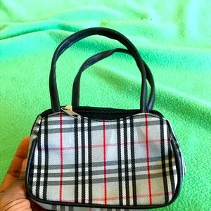 Mini red ,grey and black coin purse with handles